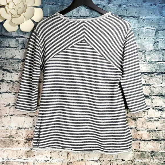5/$30 🎀 Calvin Klein | Performance Striped French Terry A-Line Athleisure Top - Picture 7 of 10